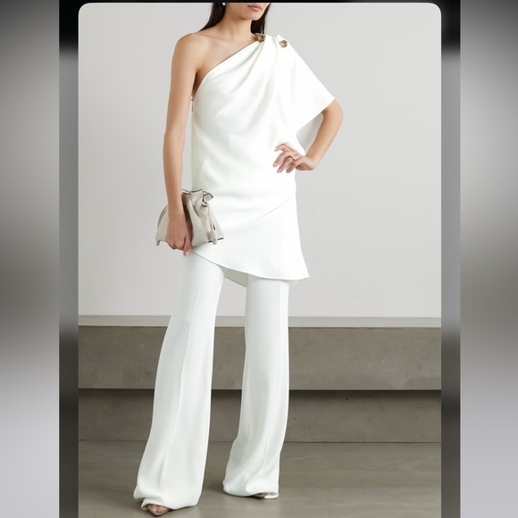 Elie Saab White Wide Leg Trousers Y.